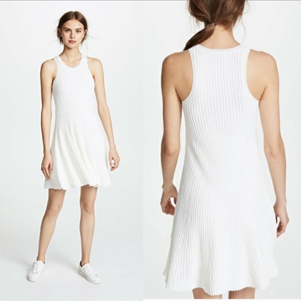 THEORY Ottoman Day Dress White Knit Sleeveless M